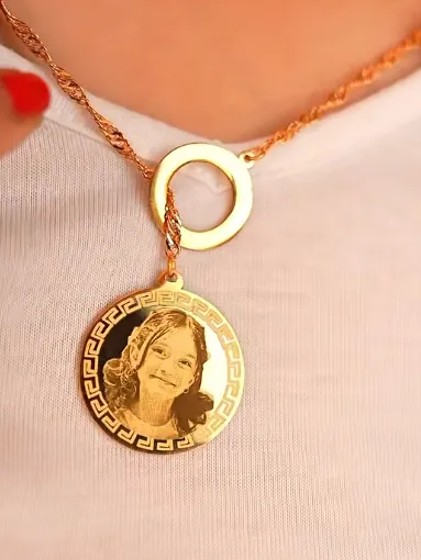 Round Photo Necklace with Versace Frame (40 cm, Standard box any color (Free))
