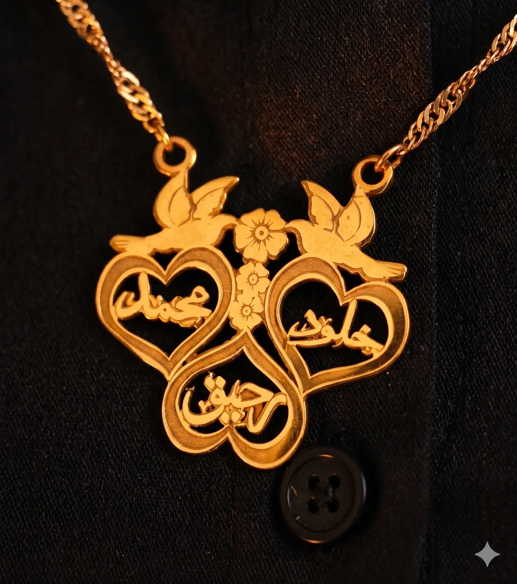 Family Necklace with Birds and Hearts Design (40 cm, Standard box any color (Free))
